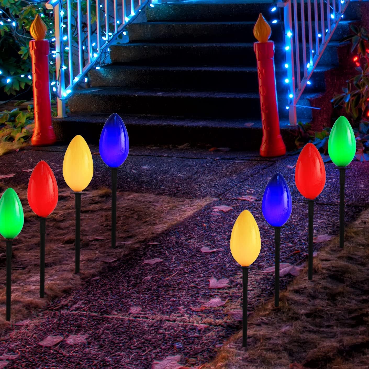 HAYATA Christmas Pathway Lights 4 Jumbo C9 Muticolor
