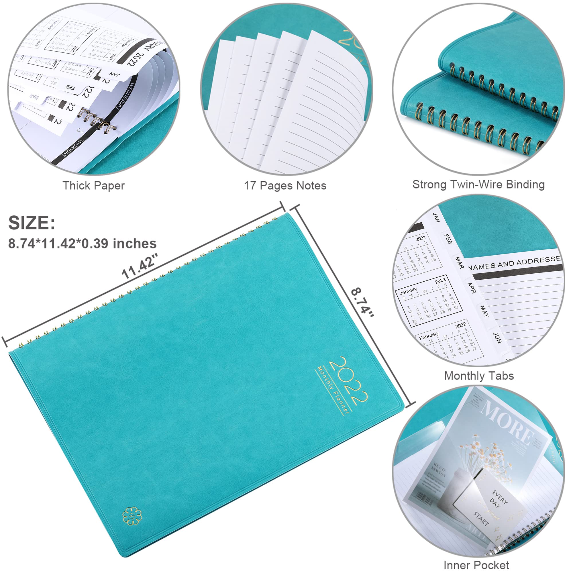 2022 Monthly Planner/Calendar Monthly Planner 2022 with Tabs, Leather