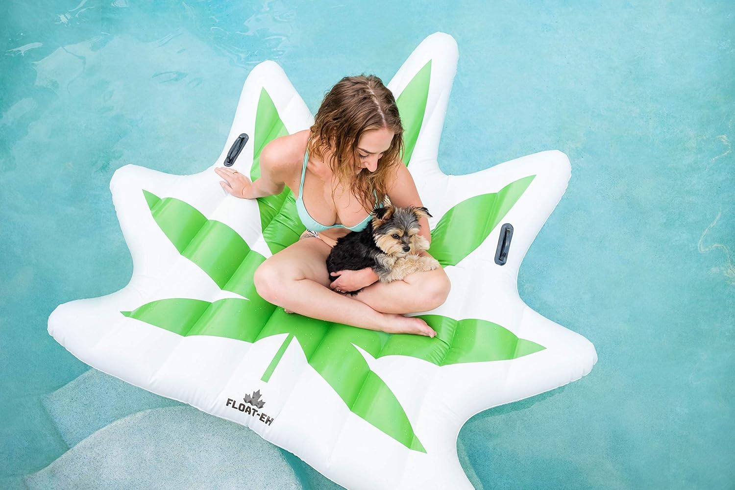 FLOAT-EH Green Leaf Inflatable Pool Float - Lounging Made Easy with Green Leaf Floatie Swimming Raft
