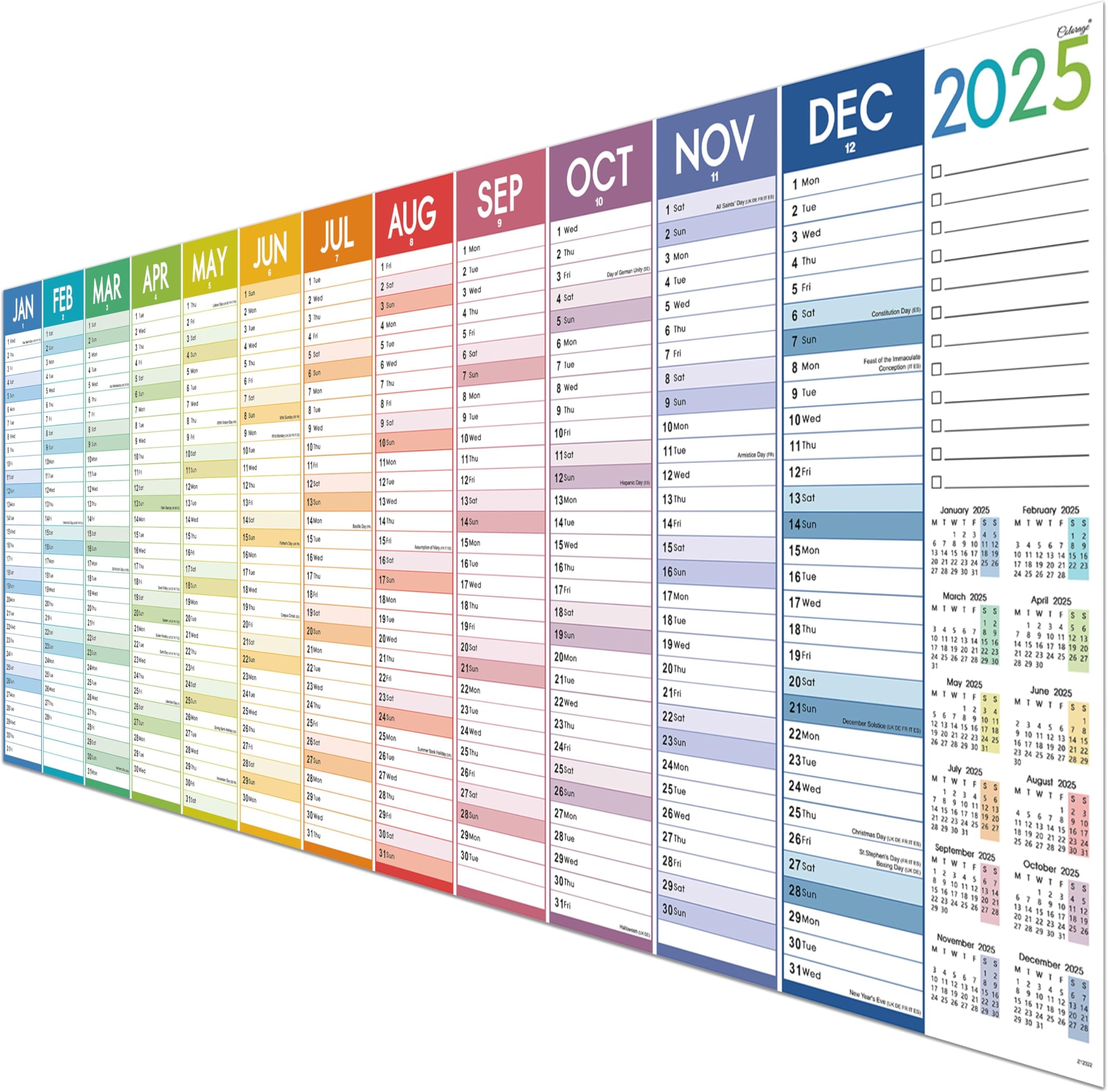 2026 Wall Planner - Wall planner 2026 Large with Thick Paper, January 2026 - December 2026 Wall Calendar, 47.5" x 16.5", XXXLarge, Gradient Colorful