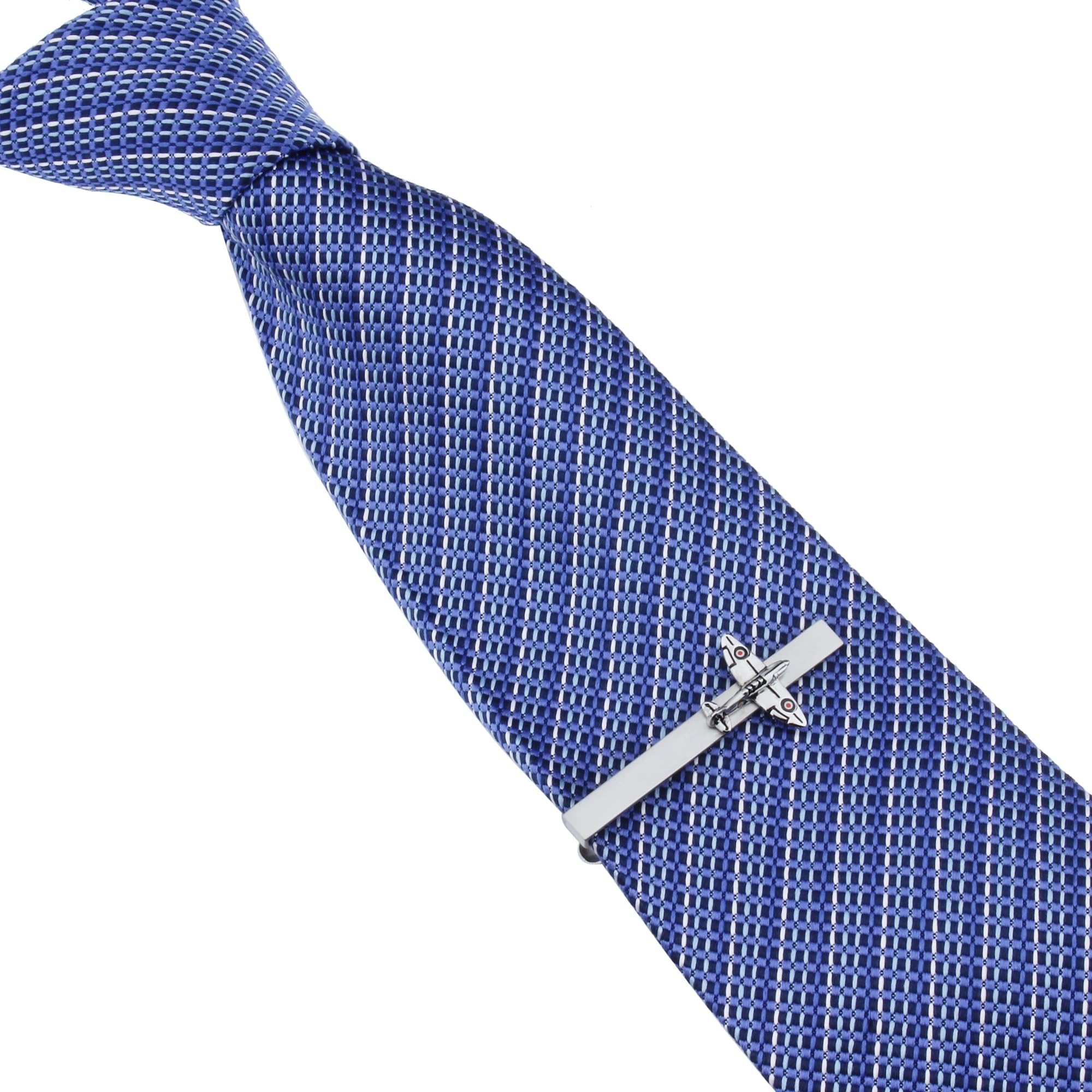 Fermacravatta, fermacravatta a Forma di Aereo da Uomo, fermacravatta Classico, fermacravatta con Design a Forma di Caccia Spitfire, Accessori da Lavoro for Cravatte da Uomo