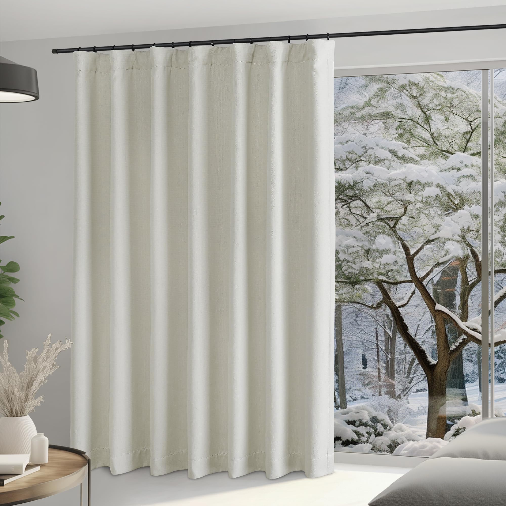 Rideau occultant pour porte coulissante en verre NICETOWN aspect lin de chambre