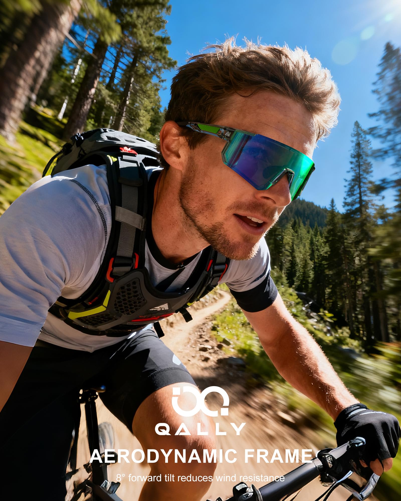 Occhiali da sole sportivi polarizzati per uomo e donna, protezione UV400, occhiali da sole avvolgenti per ciclismo e corsa