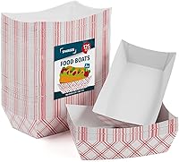Vista 9 de Botes de comida de papel kraft de 3 libras (paquete de 125) – Bandejas desechables de color marrón rústico para bodas y embutidos – Cestas