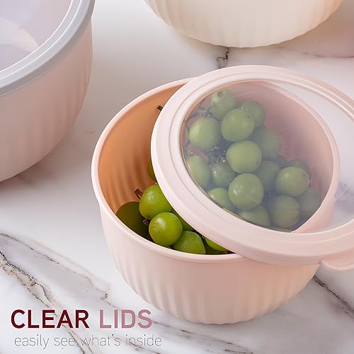 Miniatura 6 de COOK WITH COLOR Tazones de preparación con tapas, cuencos profundos de plástico anidables con tapas (rosagris)