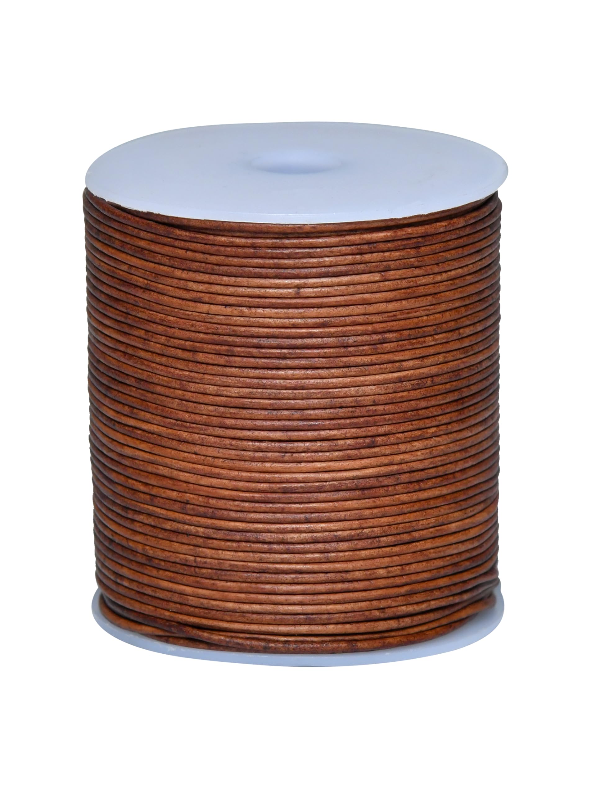 Cords Essentials Distressed Saddle Round Genuine Leather String Cord, Rope For Jewelry Making, Necklaces, Bracelets, Kumihimo Braiding, Wraps, Crafts And Hobby Projects (, 1.5 Mm)