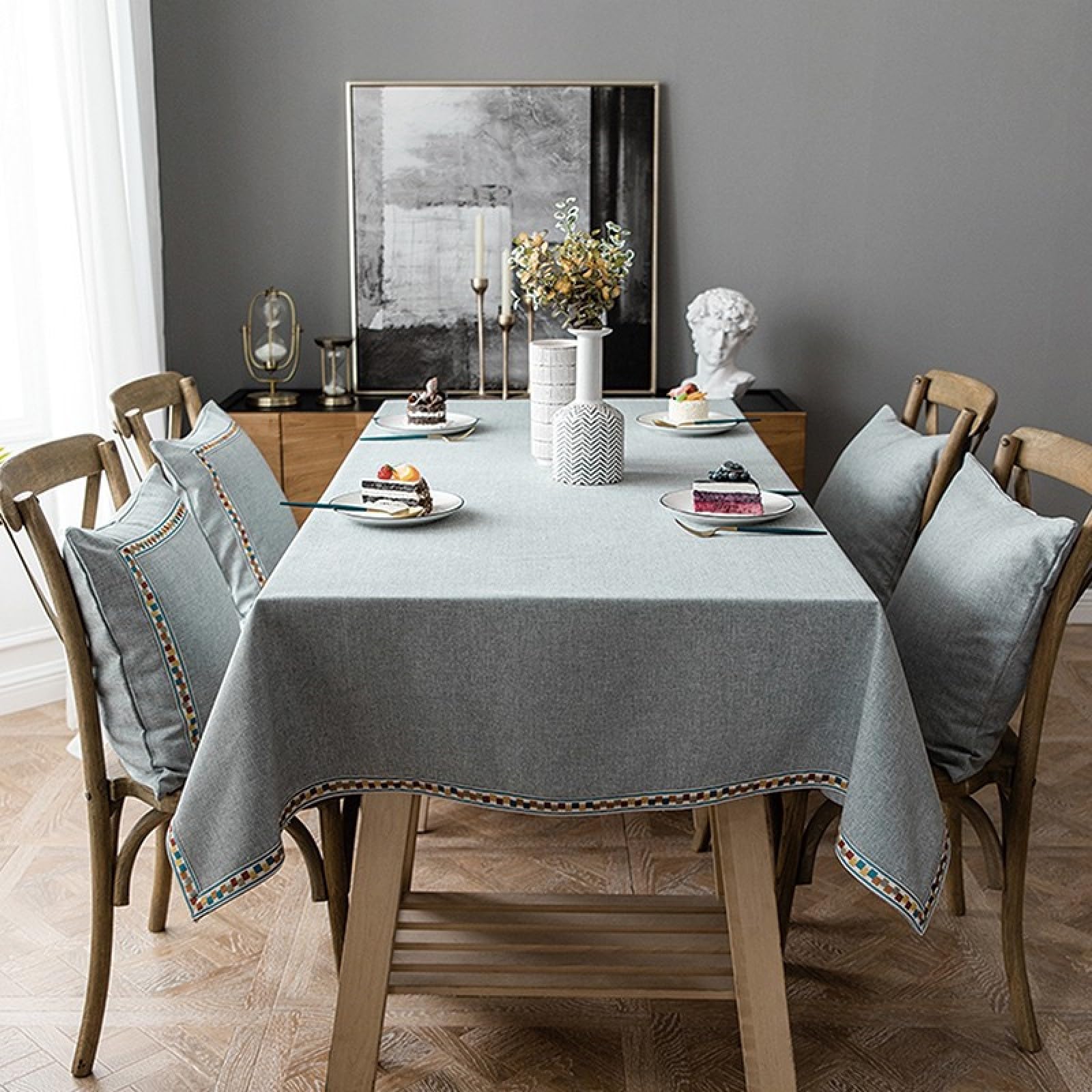 Nappe cirée imperméable antitache 140x220cm motif gris