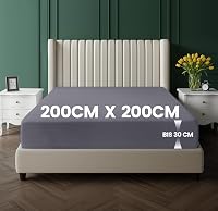 Utopia Bedding Gumis Lepedő - Szürke Mikroszálas Anyag, 200 x 200 cm, 30 cm Mély Zseb, OEKO-TEX Tanúsítvány, Könnyen Tisztítható 2