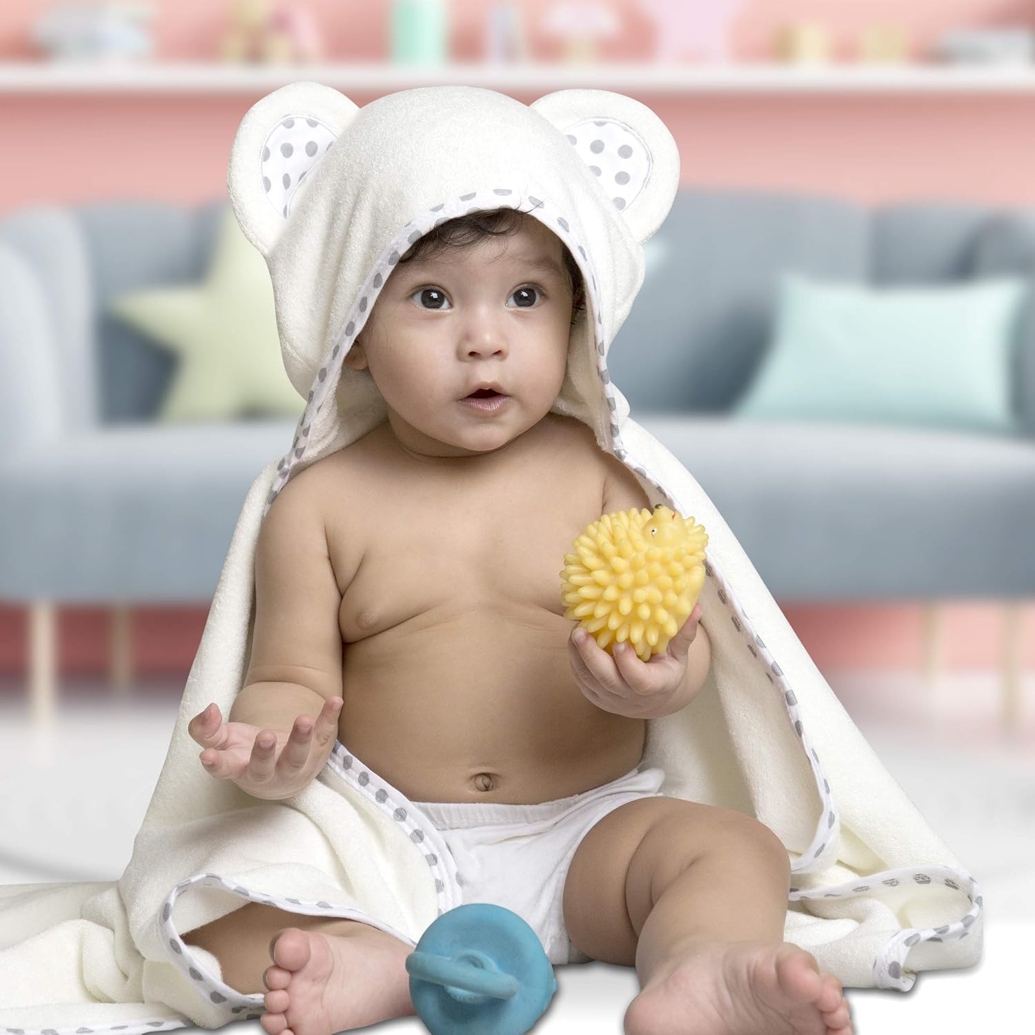 Set of 2 Bamboo Hooded Baby Towels – Large, Luxurious and Ultra Absorbent – 30 x 30 Inch – Soft and Suitable Bamboo Baby Bath Towels for Infants, Toddlers and Kids – 400 GSM for Boys and Girls : Baby