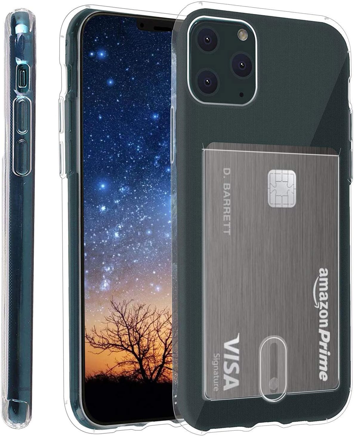 Compatible with i Phone 11 Pro Case, Card Holder, Crystal Clear Anti-Scratch Shockproof Case Cover for iPhone 11 Pro 5.8 Inch (2019), Ultra Thin Soft Silicone TPU Case