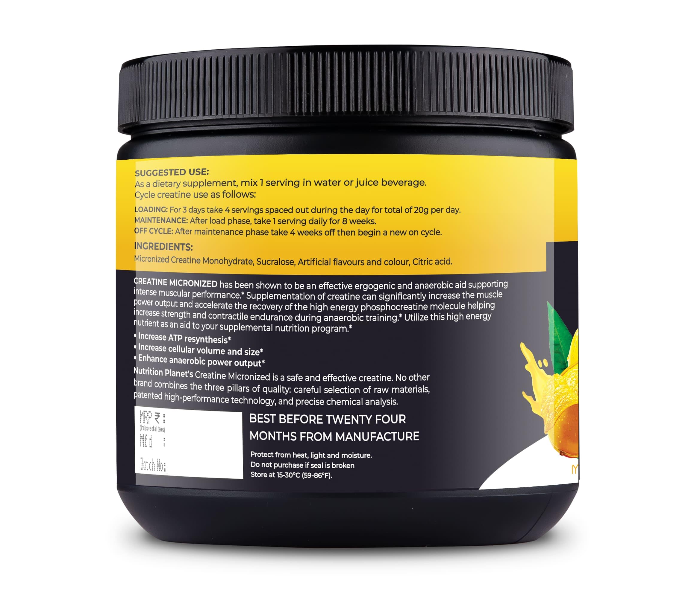 Nutrition Planet Micronized Creatine Monohydrate Powder (Mango, 348 Gram / 0.76 Lb, 60 Servings) 1