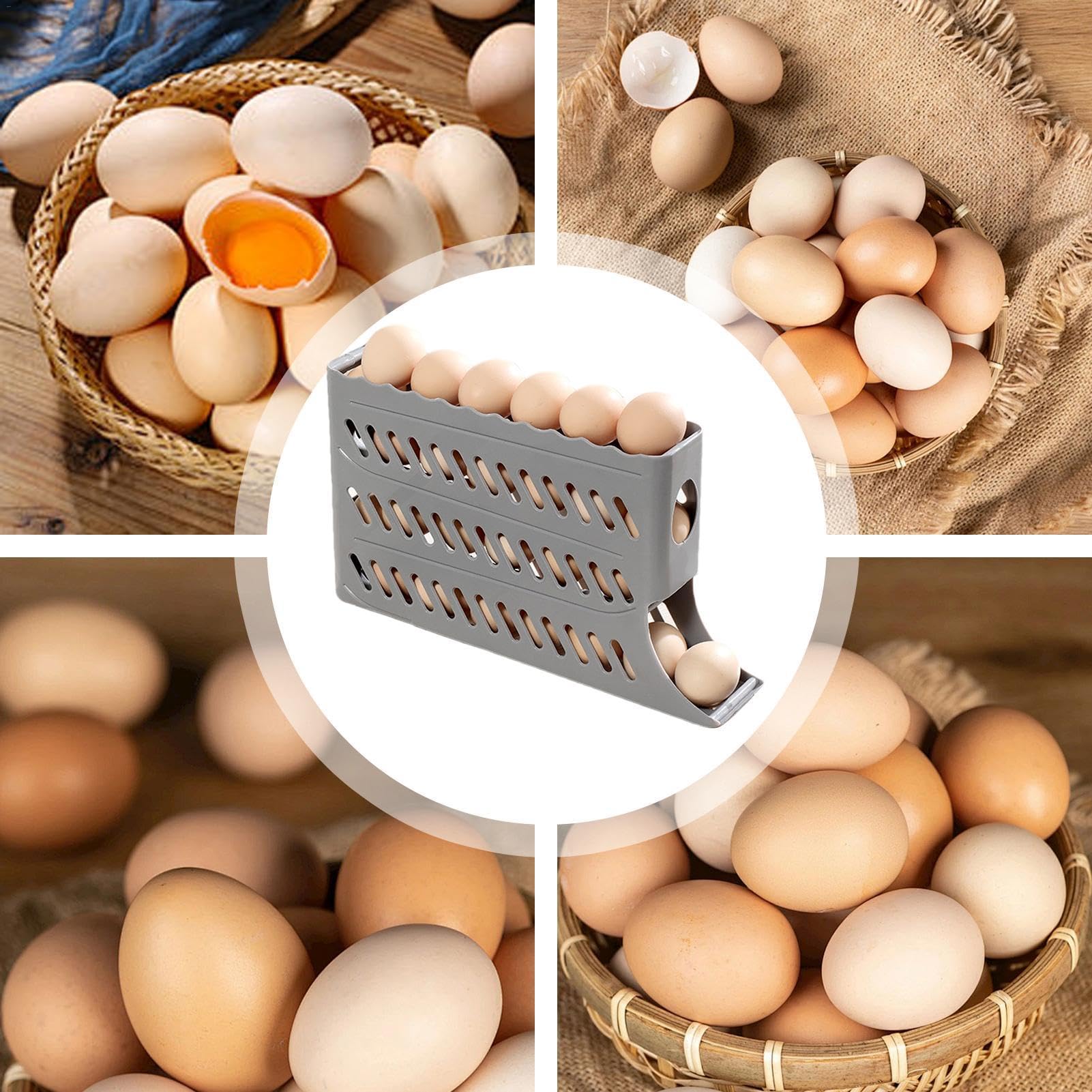 Portauova Per Frigorifero MIUUIPI - Dispenser Per 17 Uova, Pieghevole E Inclinato In Materiale PTE (Giallo) - Foto 10