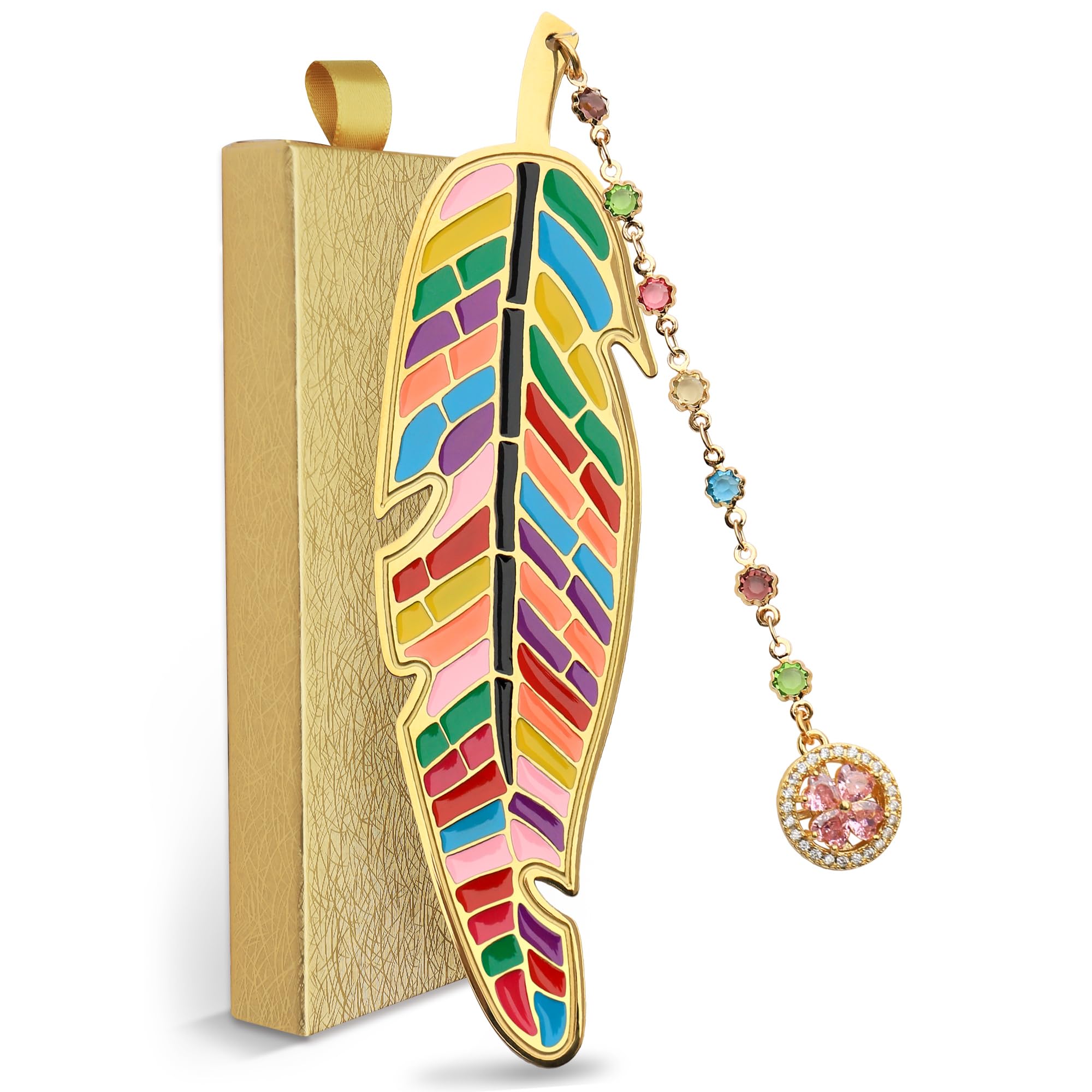 LUMITI Metal Feather Bookmark Cute Multicolor Book Accessories Gifts for Women Teacher Readers Book Lovers for Christmas Birthday Mother's Day