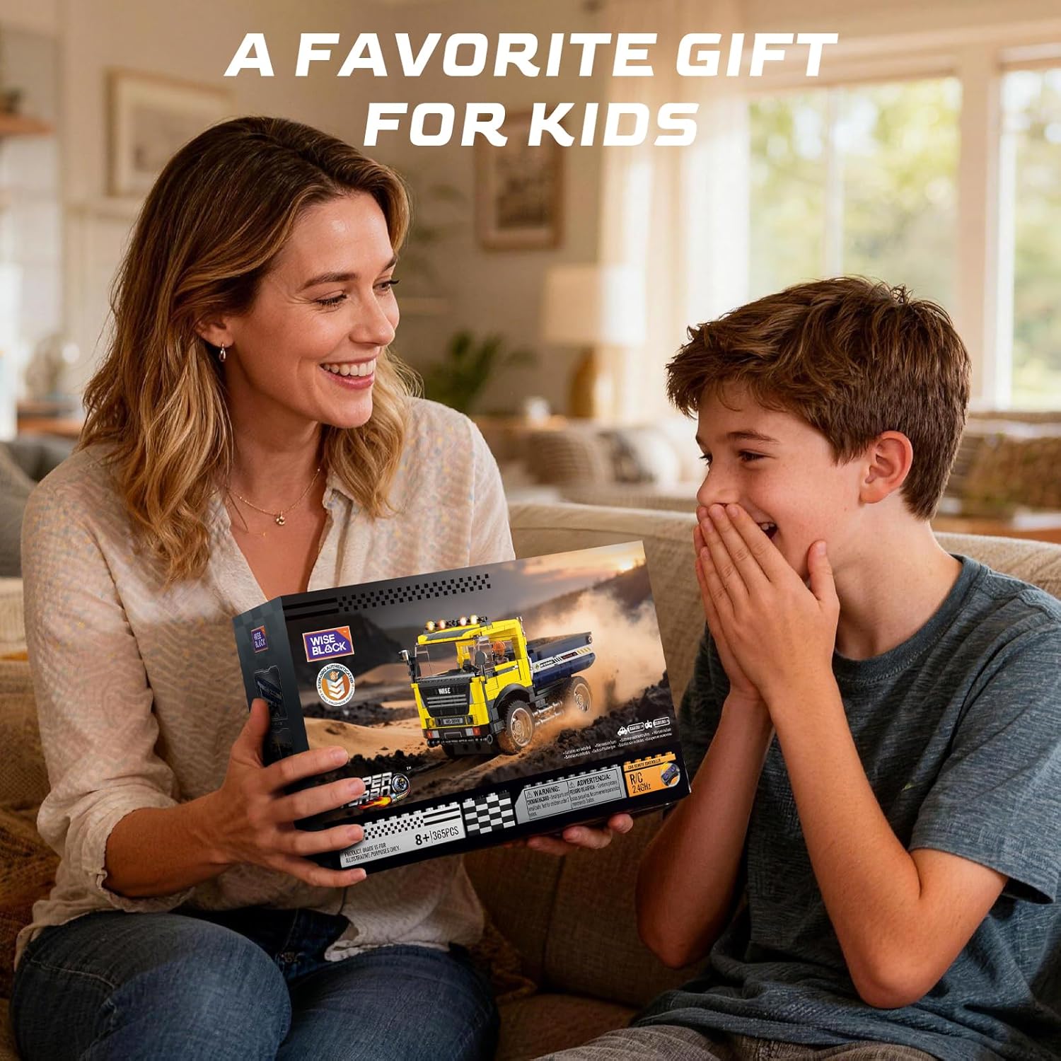 Wise Block Mining Pickup Truck Building Toy for Kids, Ages 8+, Remote Control Car Building Set,Tipping Dump Truck Toy, Pretend Play Set STEM Building Block, Birthday Easter Gift for Boys Girls, 365Pcs