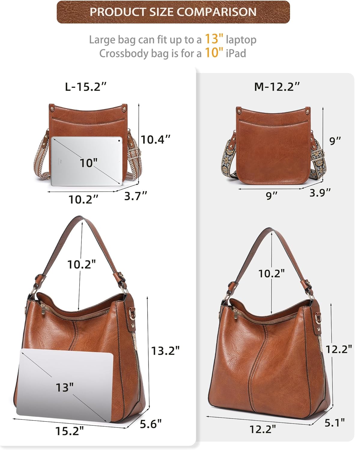 Purses for Women 3PCS, Crossbody Bags Set Large Leather Purse Shoulder Handbags with Wallet Adjustable Straps for Ladies Tote - Image 2