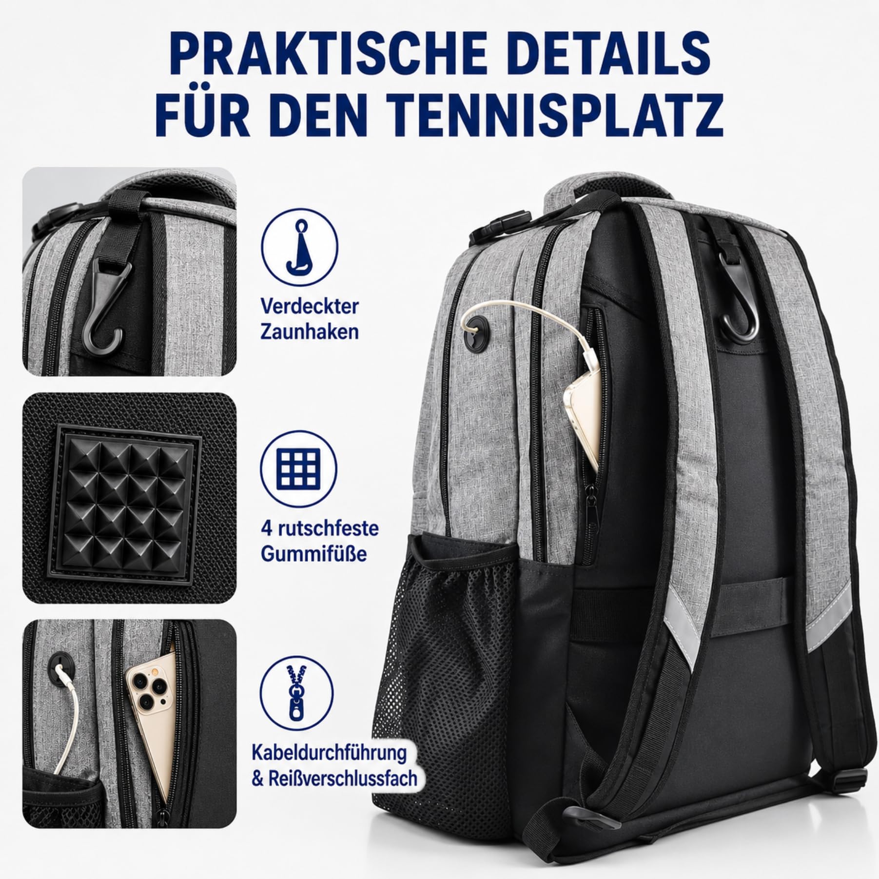 AUMTISC Torba tenisowa plecak 2 rakiety dla mężczyzn i kobiet, rakieta tenisowa Pickleball torby wiosłowe plecaki z przegródką na buty do przechowywania rakiety do badmintona squasha i akcesoria