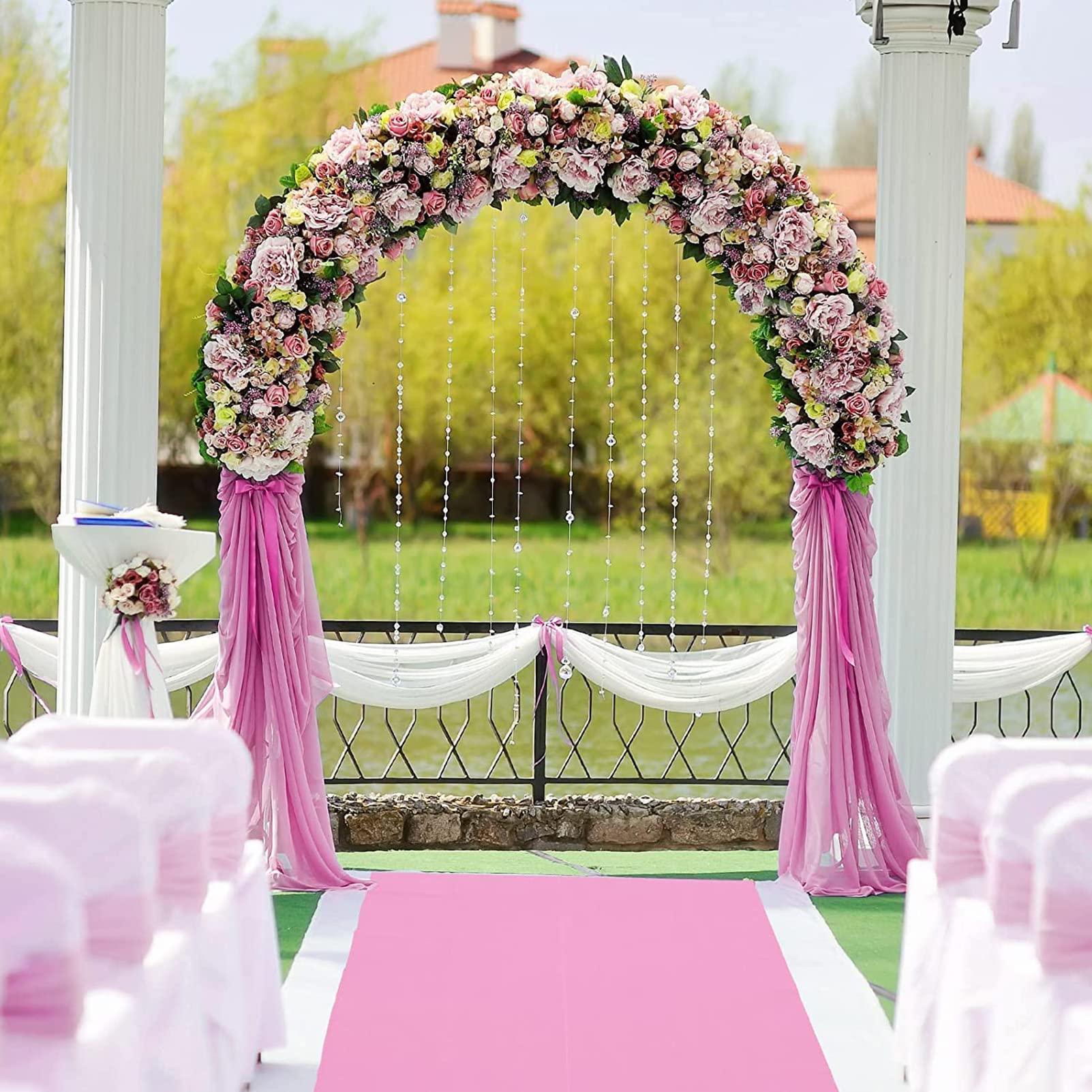 KAMPCO Hochzeit Gang Läufer Rosa, 2mm Dicke Polyester Teppich Laufsteg Läufer, Einweg Abriebfest Anti-Rutsch-Teppich-Rolle