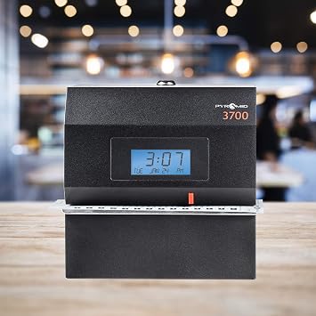 PyramidTM 3700 Heavy-Duty Time Clock & Document Stamp, Black