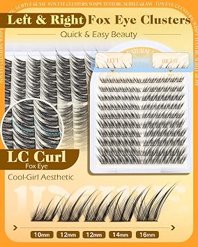 Fox Eye Lash Clusters Wispy Cluster Lashes Cat Eye Individual Eyelashes Natural Look 8-14MM Pre-Lash Map Lashes Individual Clusters DIY Anime Eyelash Clusters by JIMIRE