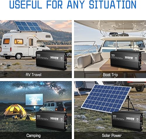 Miniatura 6 de Inversor de corriente de 3000 W, 3000 W, 12 V CC a 110 V, 120 V, inversor de CA para automóvil, energía solar al aire libre, hogar, RV, camión