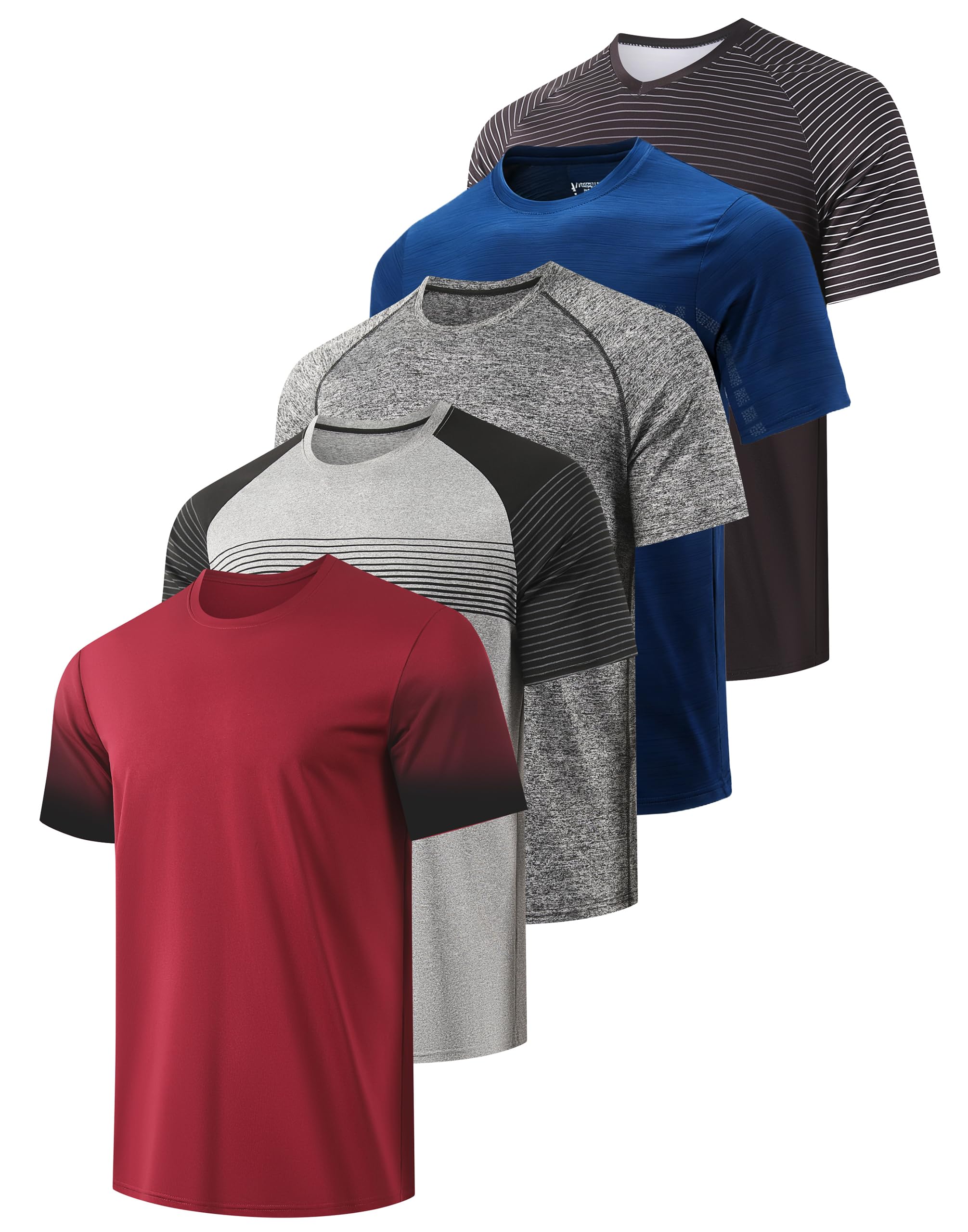 RPOVIG Mens 5 Pack Workout Gym T-Shirts Running Athletic T Shirts Hipster Short Shirt Men Clothes