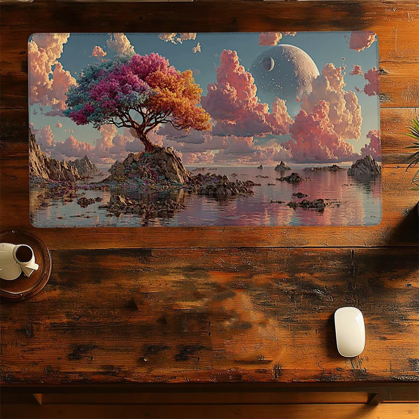 Podkładka pod mysz drzewo księżyc wodoodporna podkładka pod mysz xxl 1400x600x3mm podkładka pod mysz do gier Popraw precyzję i szybkość, podkładka pod mysz do pulpitu gracz bezprzewodowa klawiatura