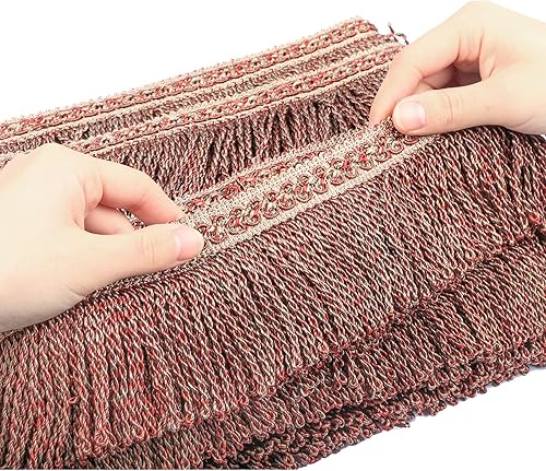 Fenghuangwu Borde de flecos de lingote de 5.5 yardas x 3.3 pulgadas de diámetro, ribete de flecos de alta densidad, flecos de costura de poliéster,