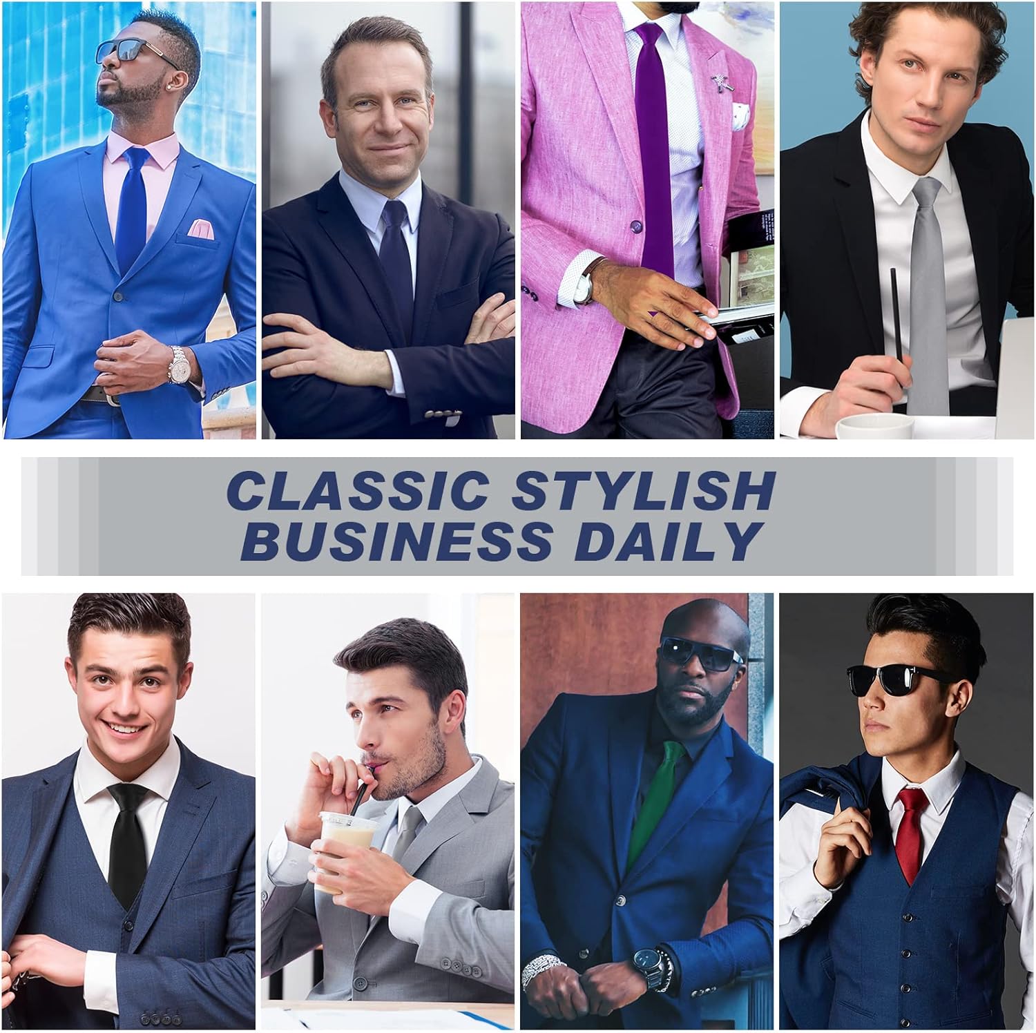 Janmercy Clip on Tie for Men 20 inch Solid Skinny Formal Neck Tie Pretied for Office School Wedding Business Uniforms - Image 5