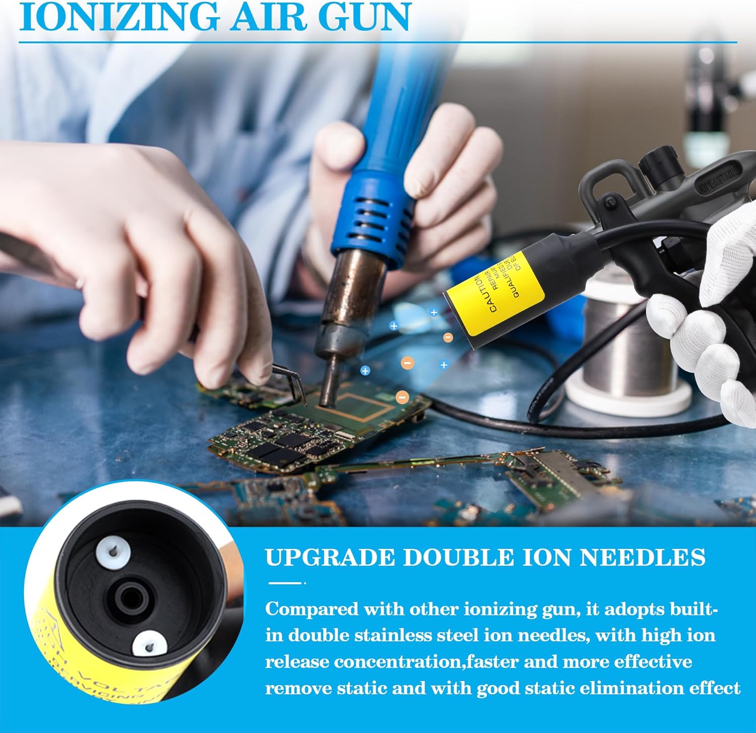 Anti Static Ionizing Air Gun 4.6KV upgrade Static Eliminator Anti Static Ionizer + High Voltage Generator with one Air gun