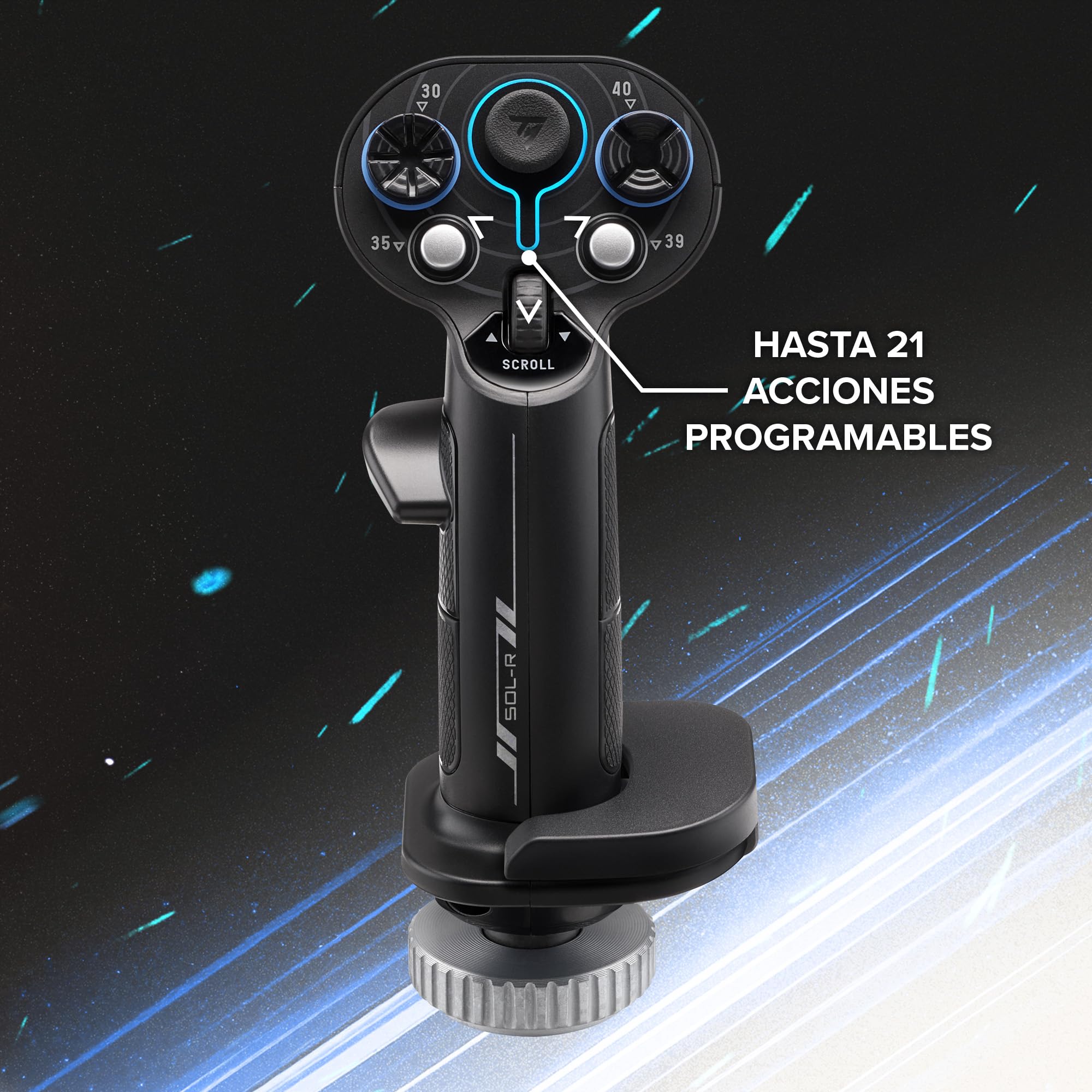 Thrustmaster Sol-R 3 AVA Add-On Grip - Empuñadura de Vuelo Espacial para PC (Compatible con Base AVA y Warthog, Diseño Ergonómico Pro, 19 Botones de Acción) Negro