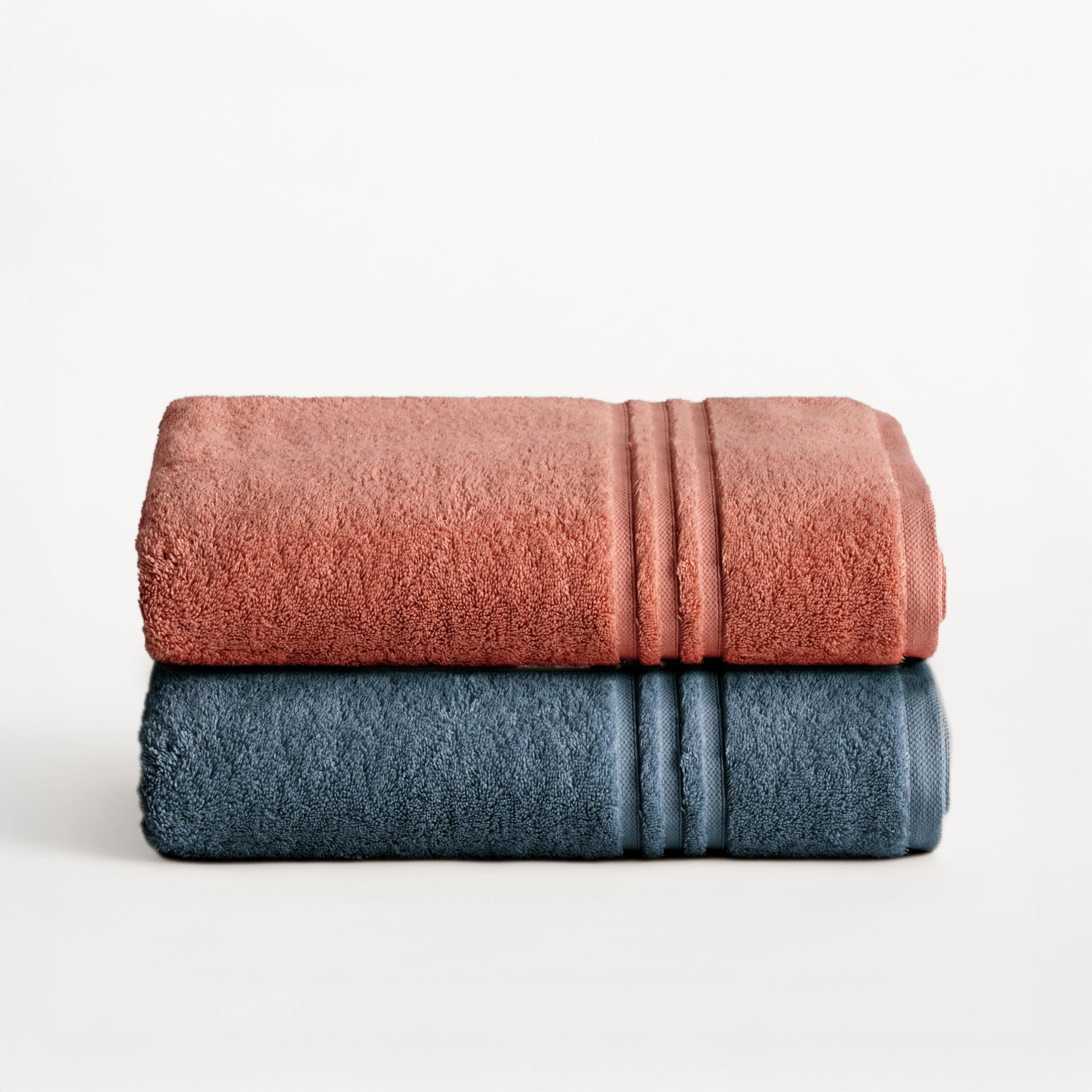 BOHEME Set di 2 bagni grandi Premium terracotta-blu turchese, 100 x 150 cm | Include 2 (100 x 150 cm). 100% cotone, 700 g/m². Morbidi, assorbenti, ad asciugatura rapida e lavabili in lavatrice.
