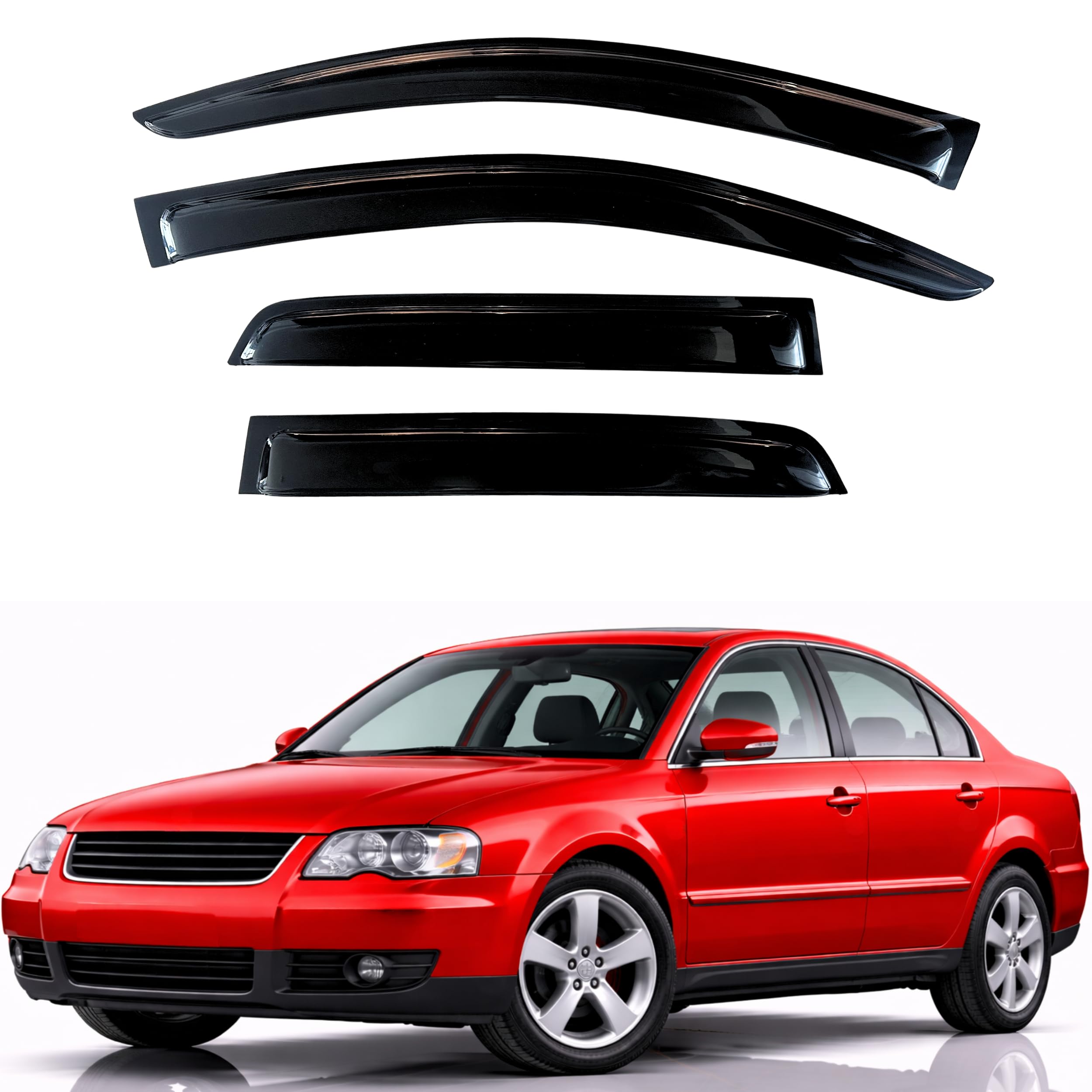 KPY Rain Guards Fit for 1997-2005 Volkswagen Passat, Out-Channel Window Visors Vent Wind Deflectors 4PC, Car Accessories for 97-05 VW Passat