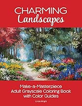 Charming Landscapes: Make-a-Masterpiece Adult Grayscale Coloring Book with Color Guides