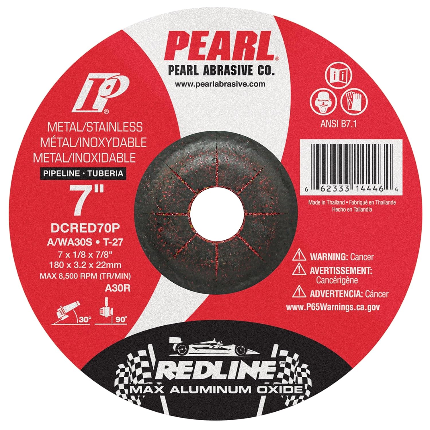 PEARL ABRASIVE CO. Redline Max A.O.DC Grinding Wheel 5 x 1/8 x 5/8-11 A/WA30S T-27 Pipeline, Pack of 10
