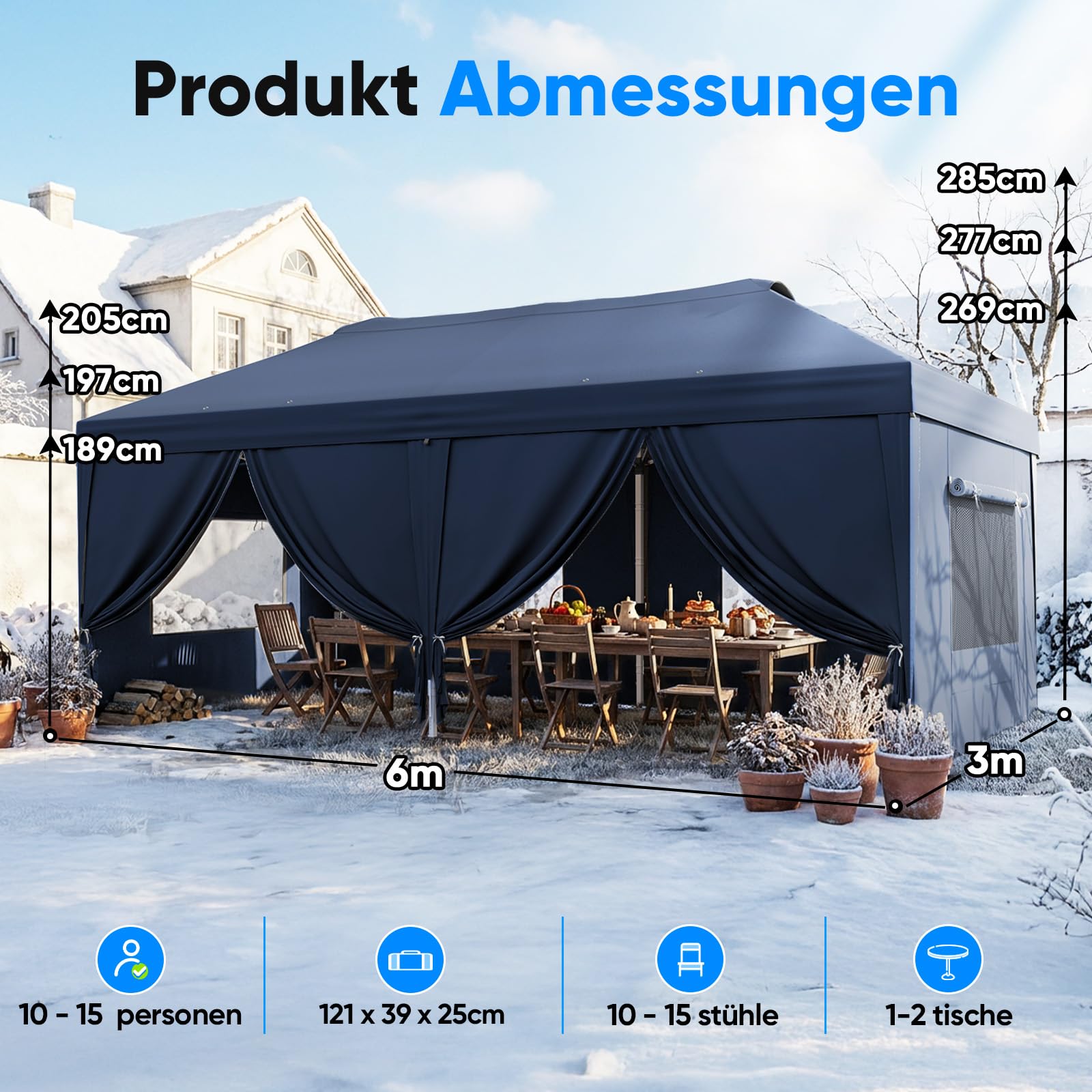 Quictent Faltpavillon 3x6m wasserdicht