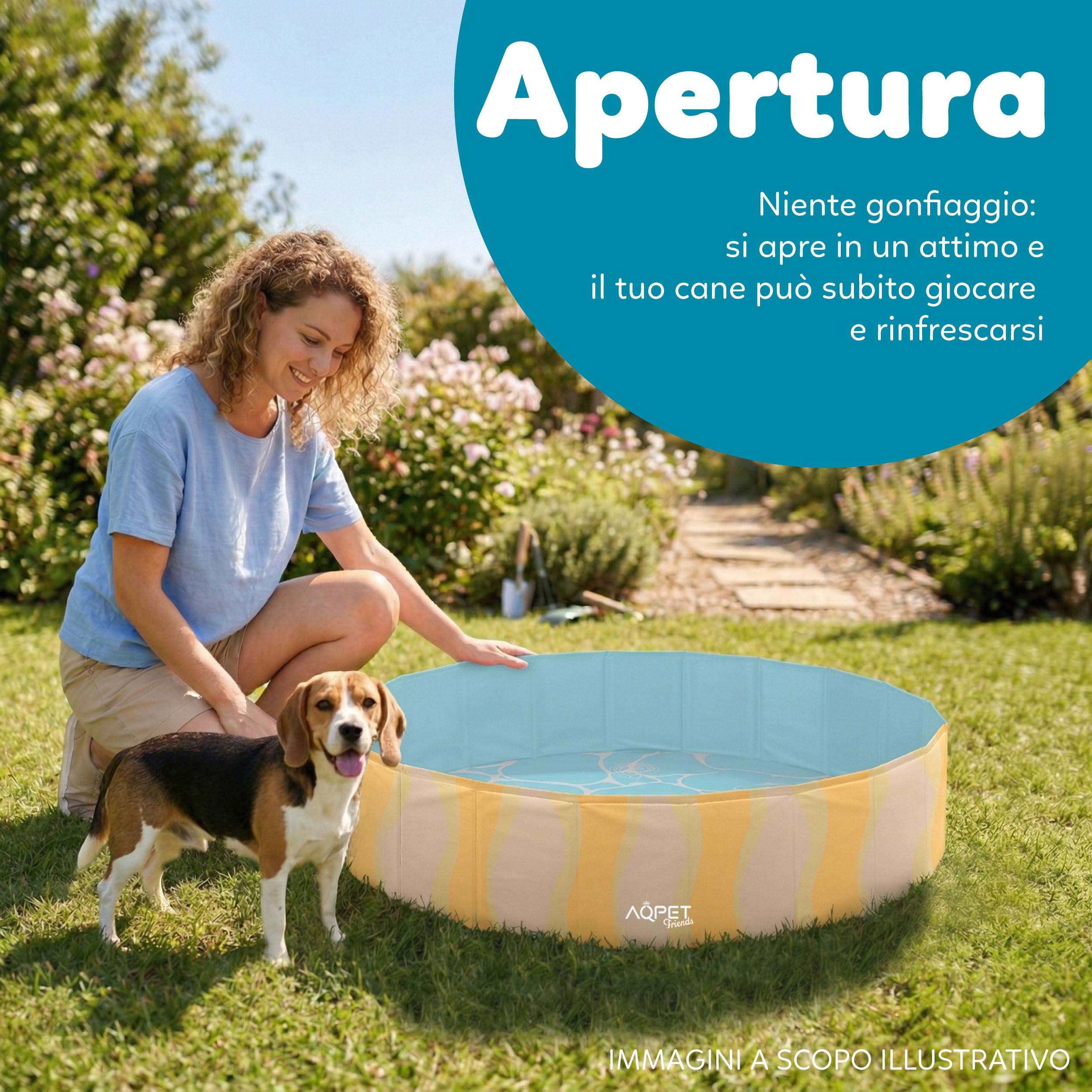 AQPET AqpetFriends - Piscina de plástico para Perros y Mascotas, Plegable, para jardín, 120 x 30 cm (ØxH)