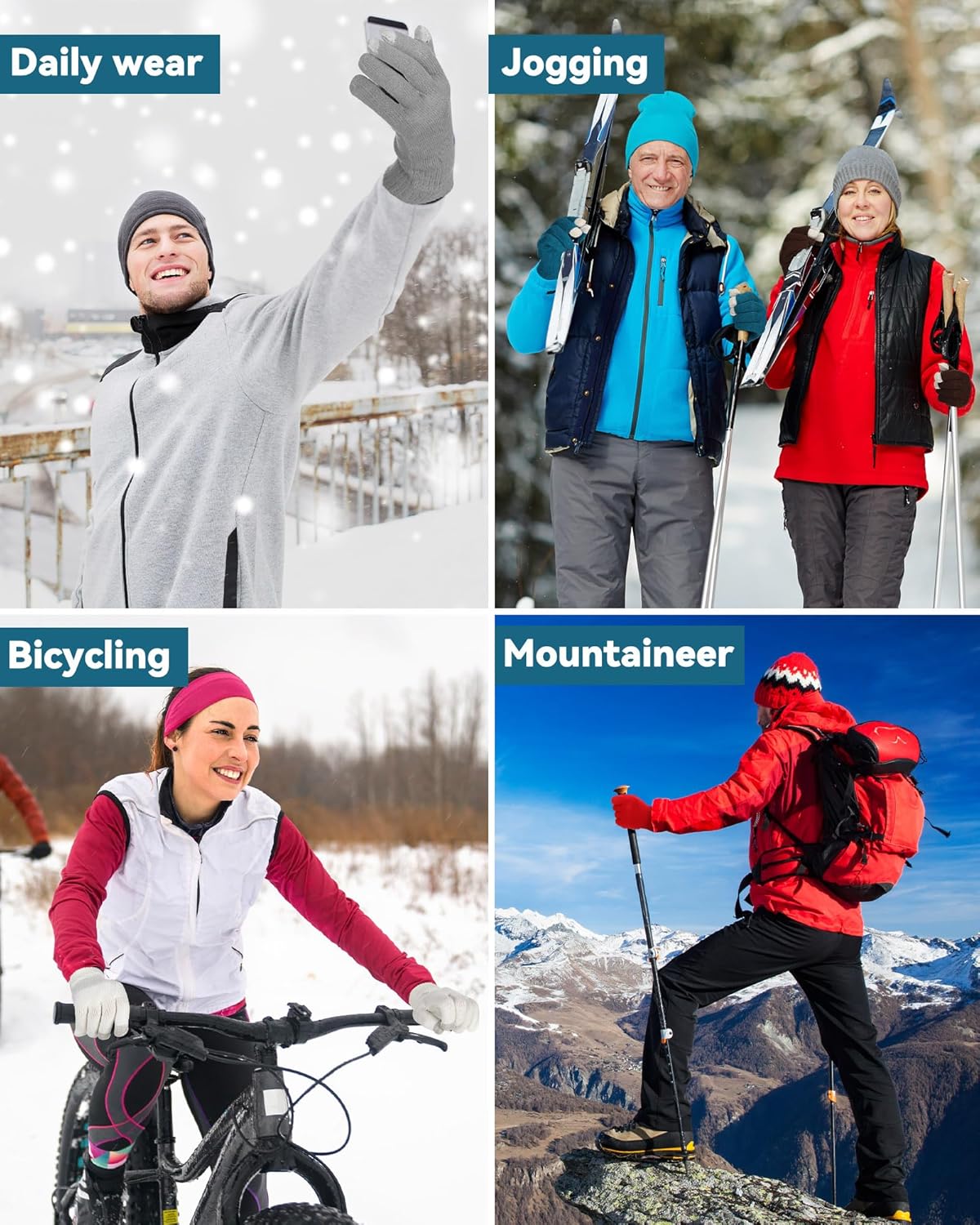 Foaincore Winter Touchscreen Gloves Bulk Stretch Unisex Knit Texting Gloves Pack for Men Women Adults - Image 7