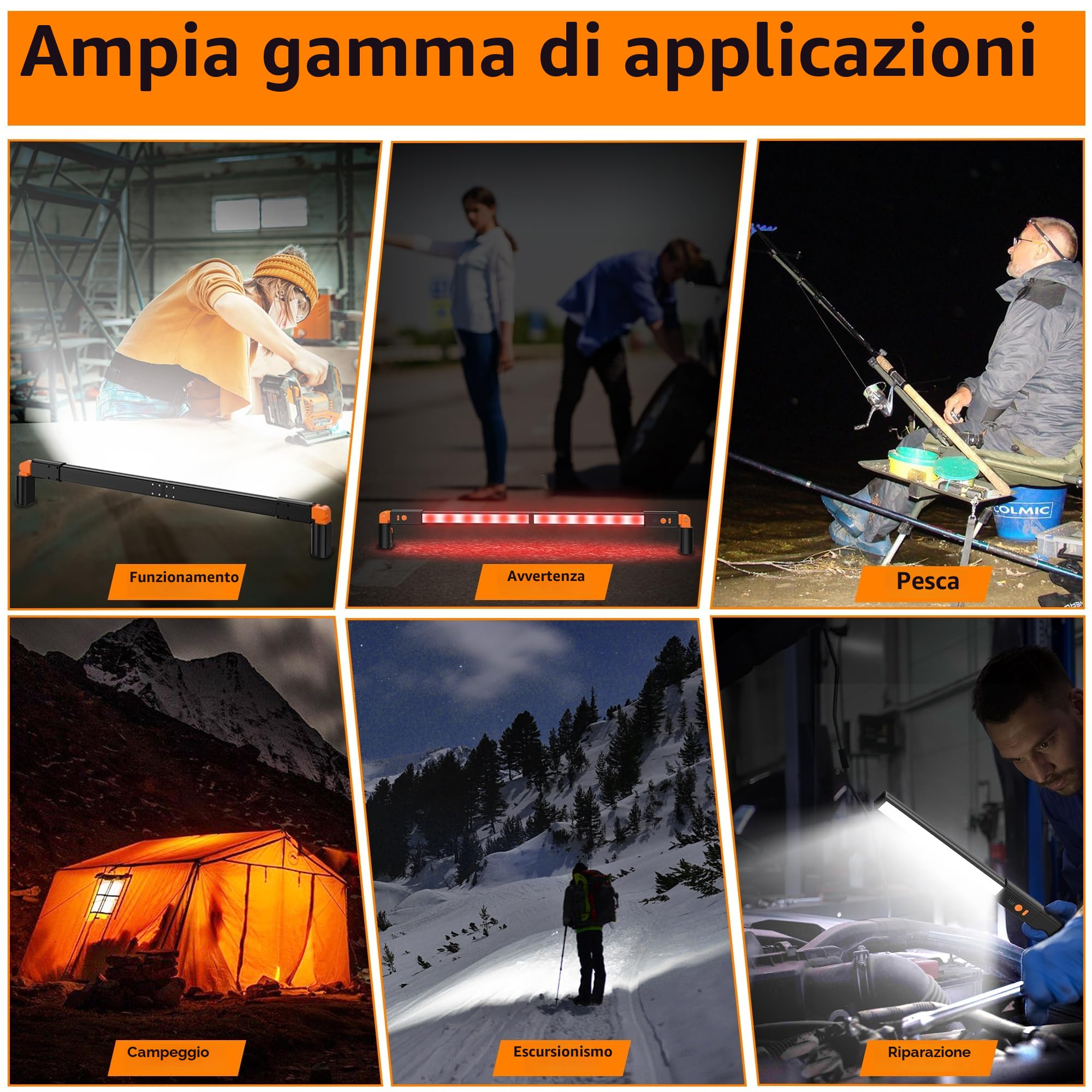 daphomeu Lampada Rimovibile per Vano Motore di Alluminio, Lampada da Lavoro LED Ricaricabile, Luce per Cofano con Magnetico e Gancio, Lampada da Officina Senza Fili per Cappa Officina Garage