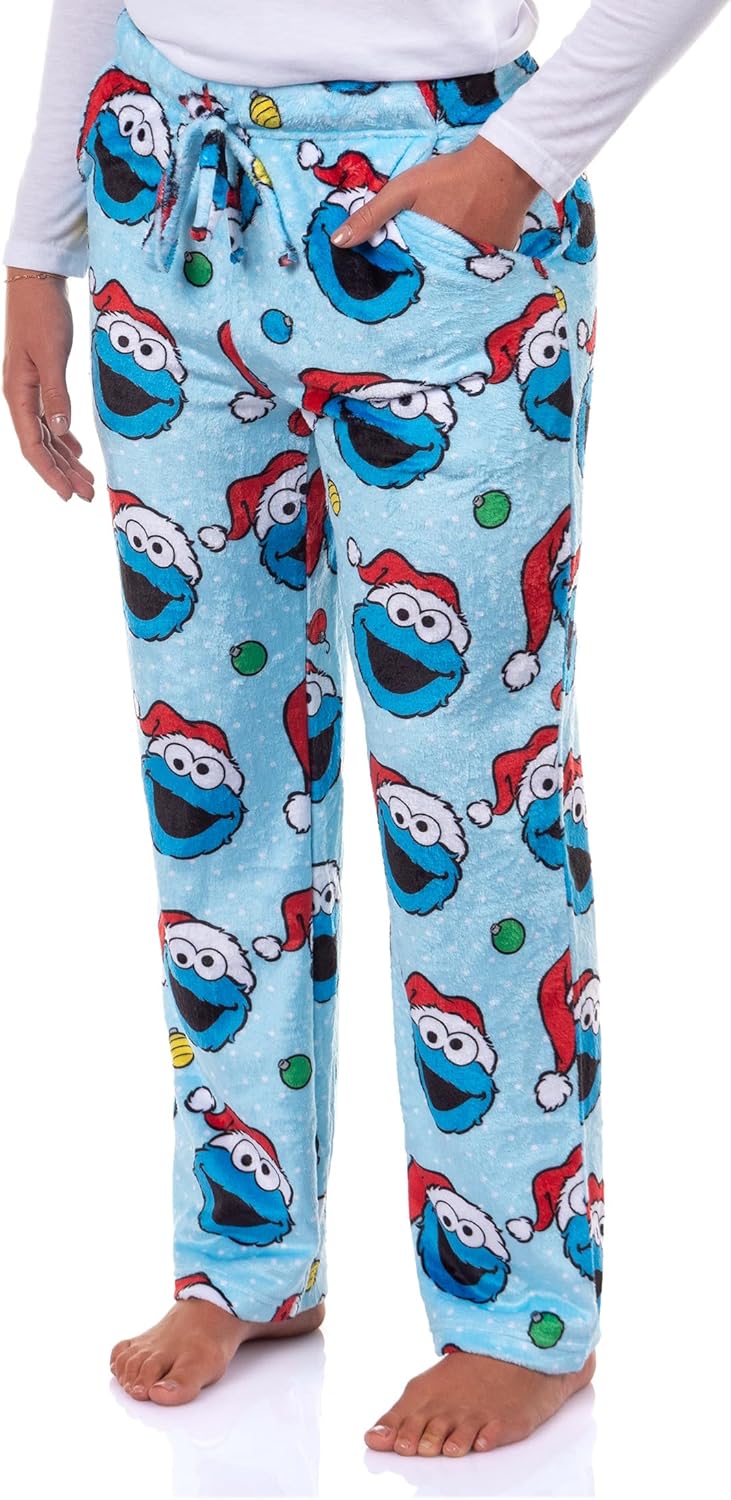 Sesame Street Cookie Monster Pajamas Women's Plush Fleece Adult Lounge Sleep Pants