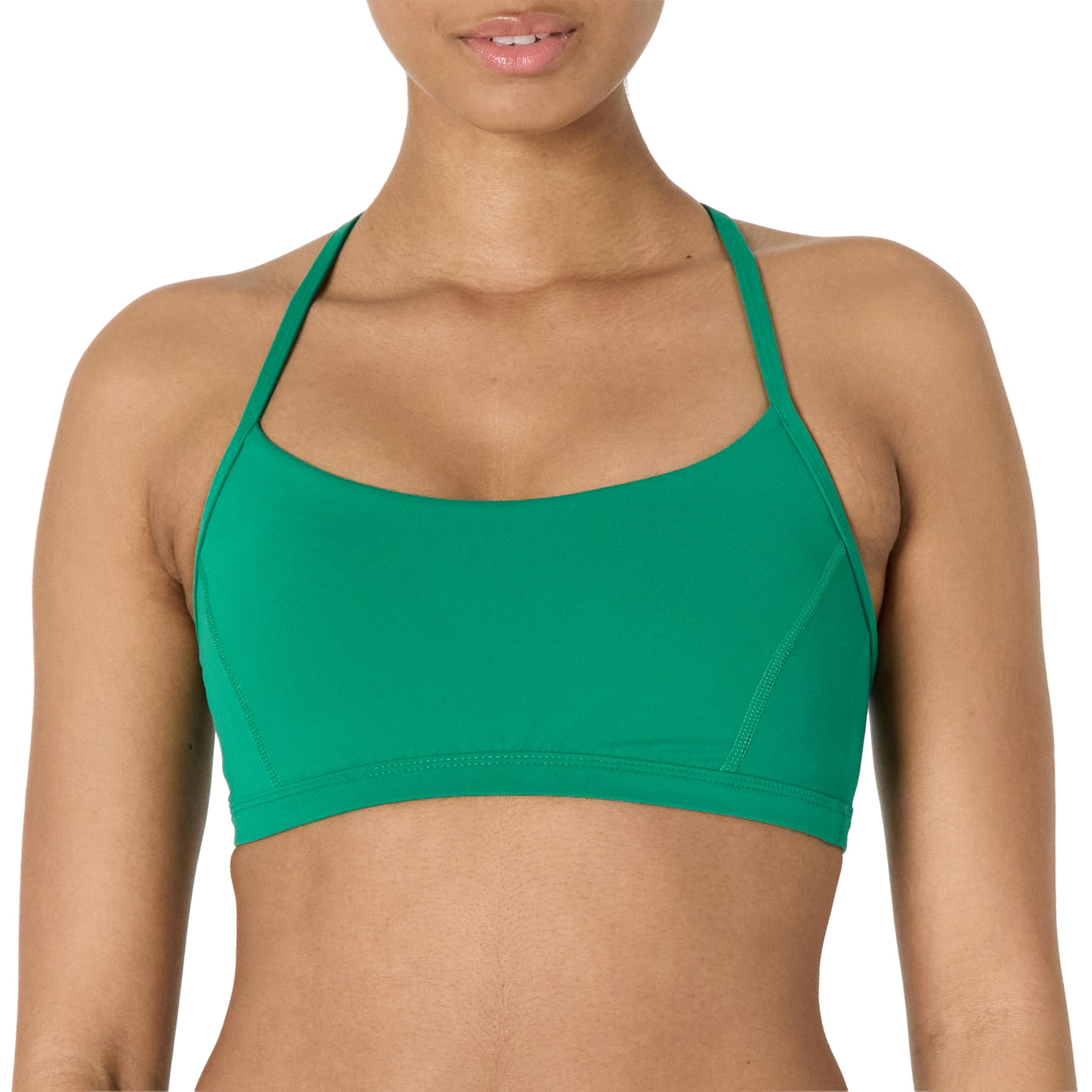 Amazon Essentials Damen Active FormFlex: Butterweicher Sport-BH mit Riemchenträgern, Leichtem Halt und Y-Rücken für Yoga, Smaragdgrün, M