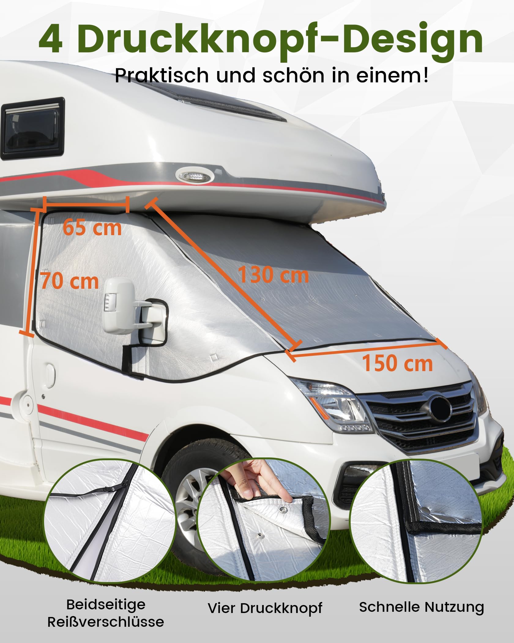 Frontscheibenabdeckung mit Reißverschluss, Umfassender Schutz vor Sonnen, Kalt und Staub, Silberne Scheibenabdeckung für FIAT Ducato Peugeot Boxer Citroen Jumper X250/290 2006-2024