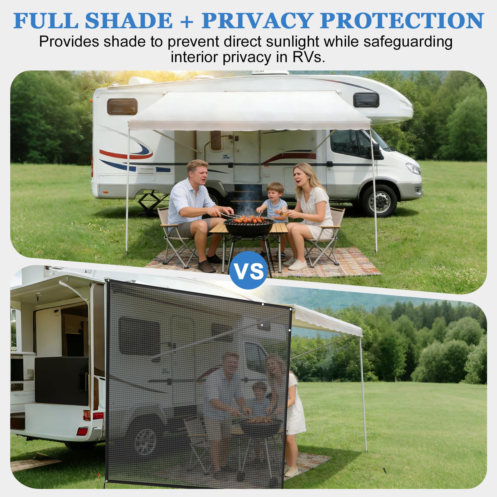 Tendalino Camper 2.1 x 2.5 m Impermeabile Resistente al Sole con Pareti e Accessori