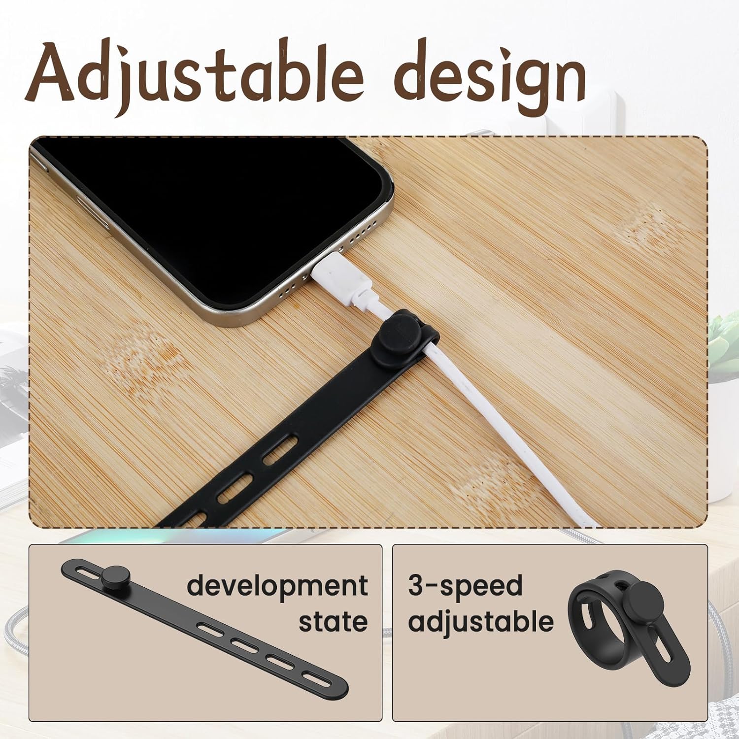 30Pcs Silicone Cable Ties Adjustable Cable Straps Black/Colorful Cord Organizer Reusable Cable Management Organizer Fastening Cable Straps for Travel Office Home