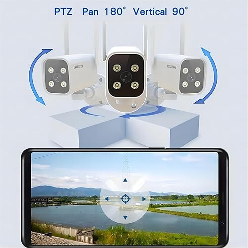 Miniatura 3 de EVERSECU Cámara bala PTZ WiFi 2K, exteriorinterior, panorámicainclinación, audio de 2 vías, visión nocturna, detección de movimiento, seguimiento