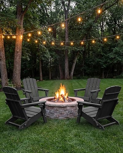 Miniatura 2 de Silla Adirondack plegable, sillas para hogueras de polietileno de alta densidad para todo tipo de clima, sillas Adirondack de plástico con soporte