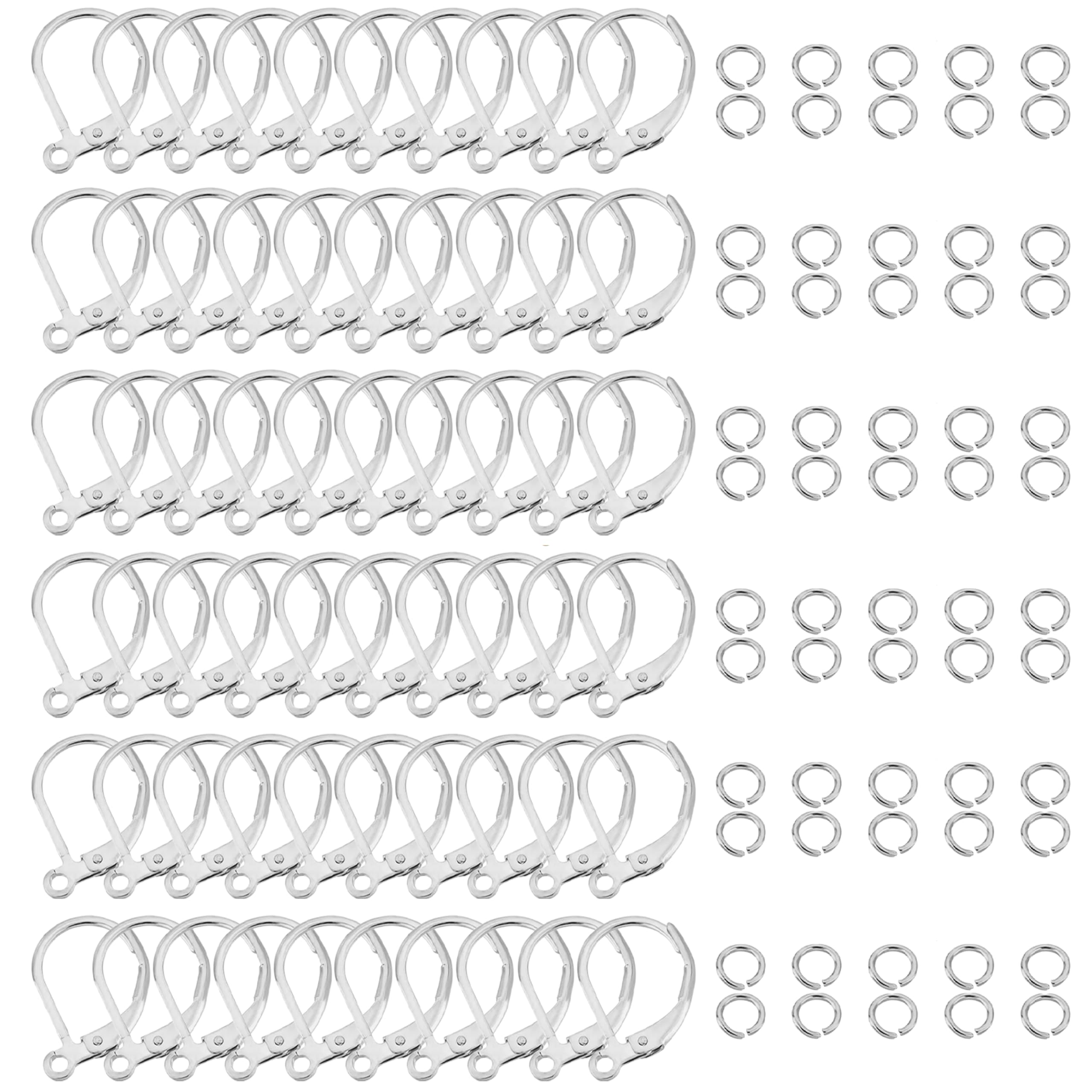 60 pezzi di chiusura a leva in argento Sterling 925 con anelli aperti per set orecchini fai da te