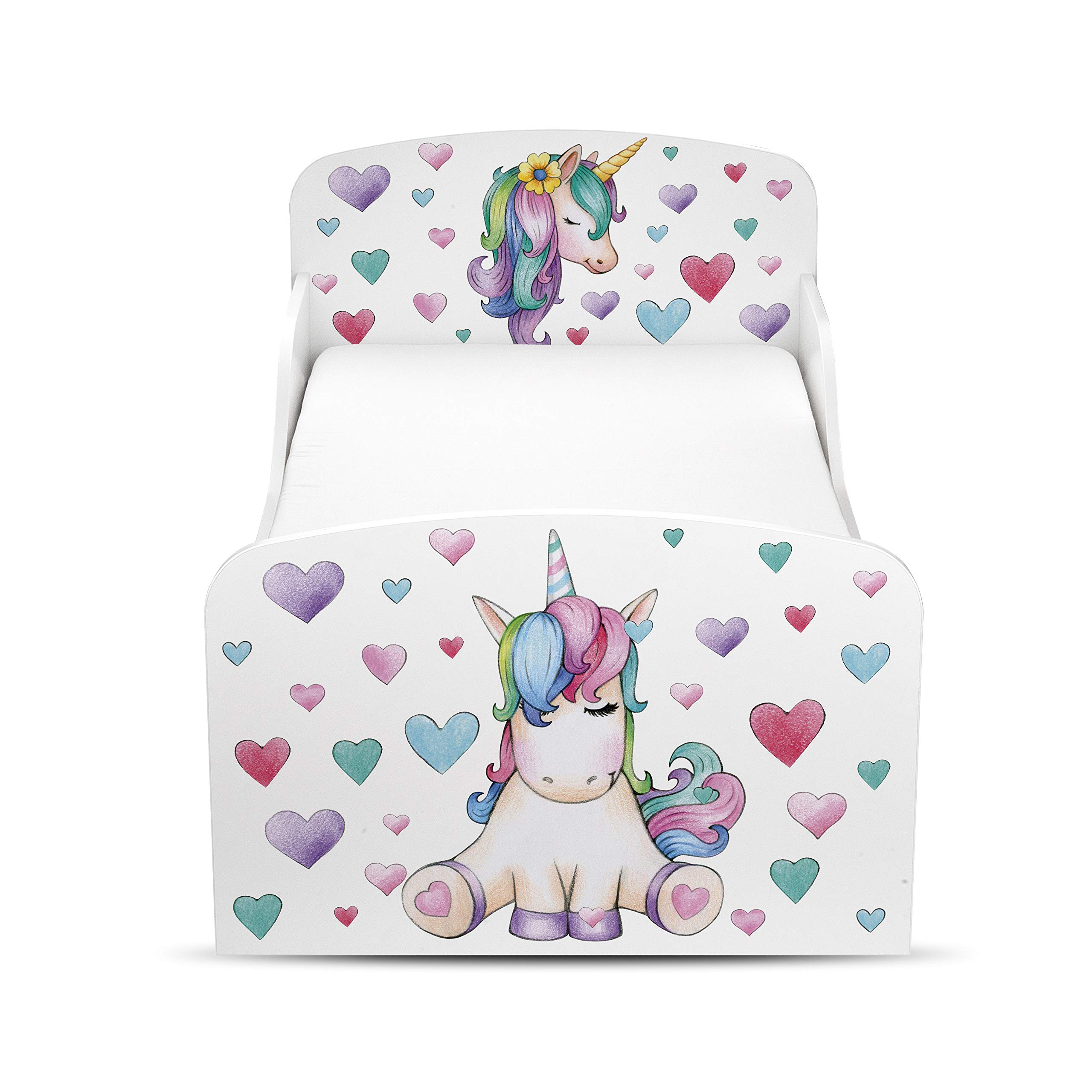 Leomark Moderne Lit d'enfant Toddler Unicorn avec Matelas et Tiroir 70x140 cm