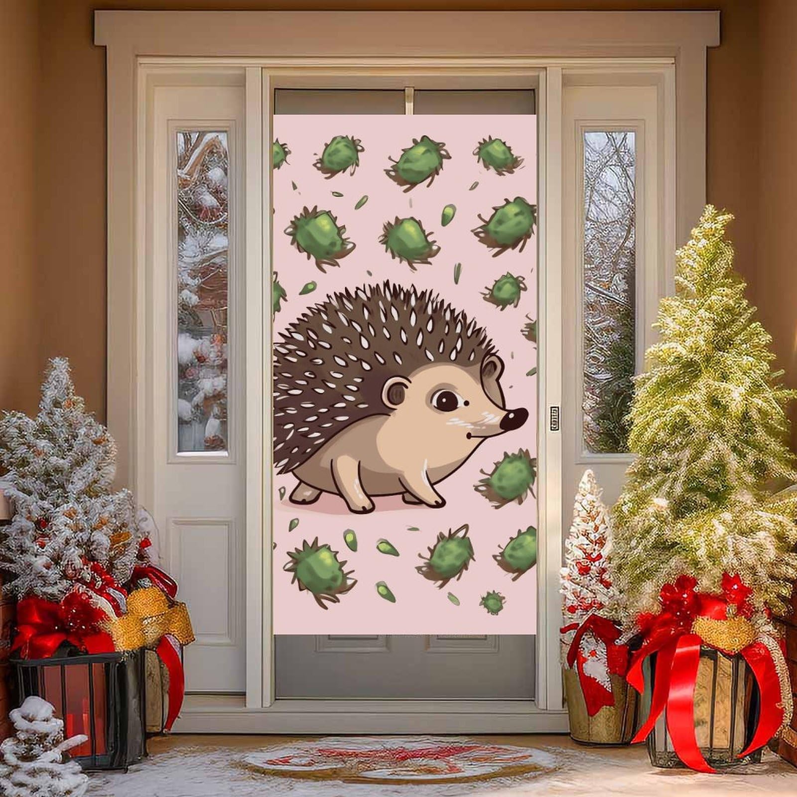 NONHAI Cartoon Hedgehog Door Cover Decoration Welcome Door Banner Porch Sign Photo Background DoorCurtains for Doorway Privacy Window Curtain Porch Cover Indoor Outdoor Decor 70.9x35.4in