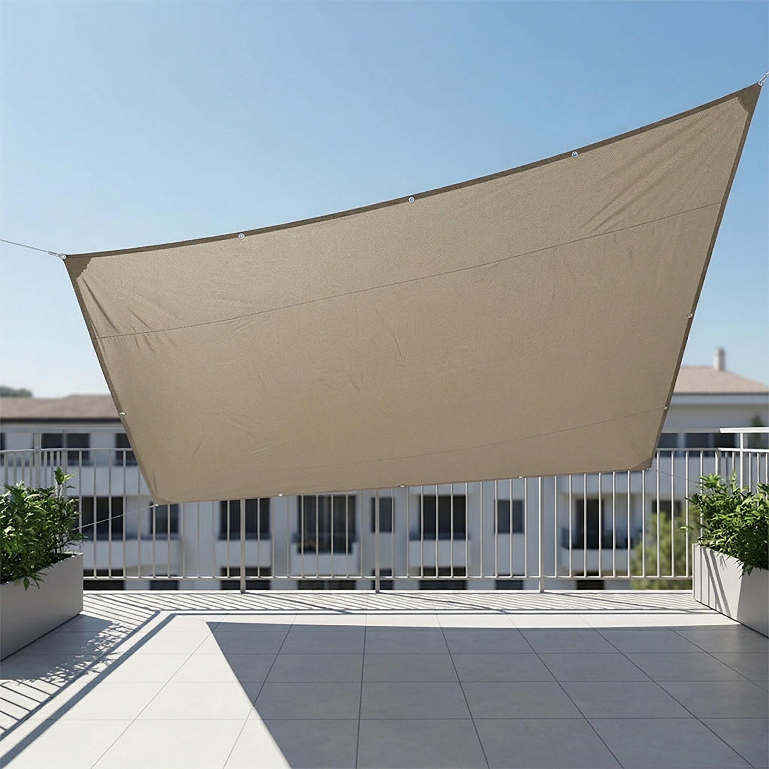 Relaxdays Voile d’ombrage Rectangle diffuseur d’Ombre Protection Soleil Jardin UV terrasse Toile imperméable 2x4m, Beige, 2 x 4 m