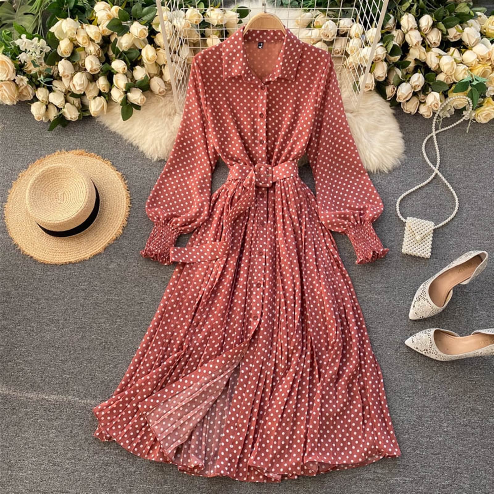 white christmas dresses Land Red - Fluid Silk Shirt Dress